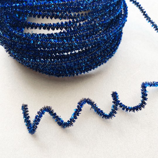 Mini Metallic Wired Tinsel Cord in Cobalt Blue ~ 1/8" wide ~ 10 meter length